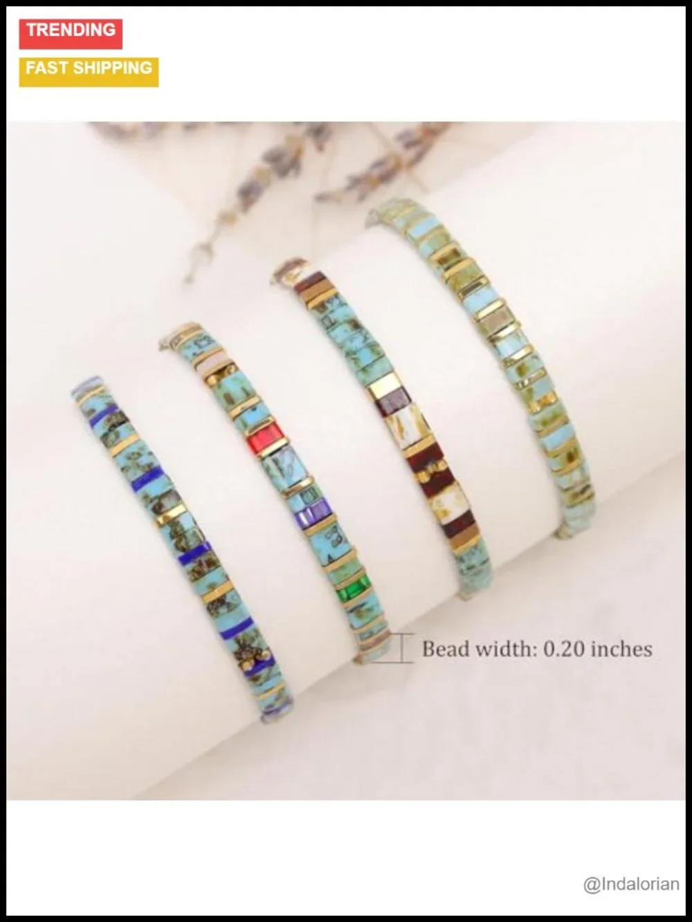 Tila Beaded Stretch Bracelets Set for Women, 4Pcs Handmade Glass Beads